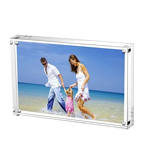 AMEITECH Clear Acrylic Magnetic Picture Frame 15.2cm x 10.2cm (4x6 inch) | Double-Sided Display for Desktop thumbnail 1