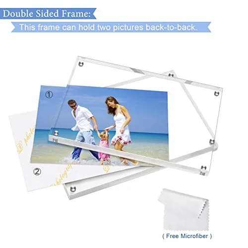 AMEITECH Clear Acrylic Magnetic Picture Frame 15.2cm x 10.2cm (4x6 inch) | Double-Sided Display for Desktop thumbnail 3