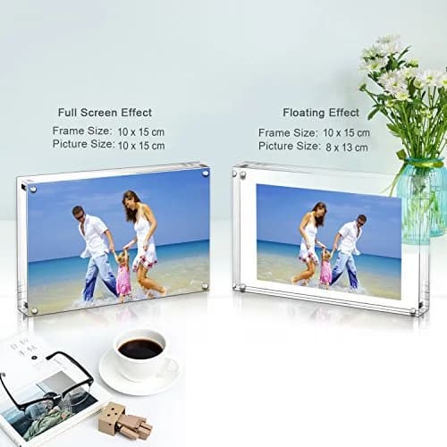 AMEITECH Clear Acrylic Magnetic Picture Frame 15.2cm x 10.2cm (4x6 inch) | Double-Sided Display for Desktop thumbnail 4