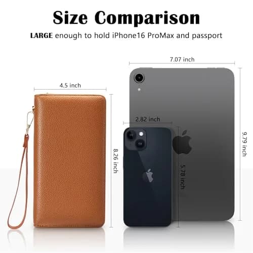 Chelmon Vegan Leather Clutch Wallet with Zip & RFID, 8.19"×4.49" | Large Capacity & Secure (en_US) thumbnail 4