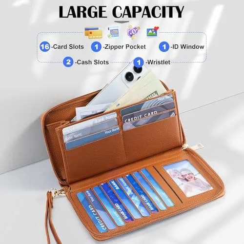 Chelmon Vegan Leather Clutch Wallet with Zip & RFID, 8.19"×4.49" | Large Capacity & Secure (en_US) thumbnail 5