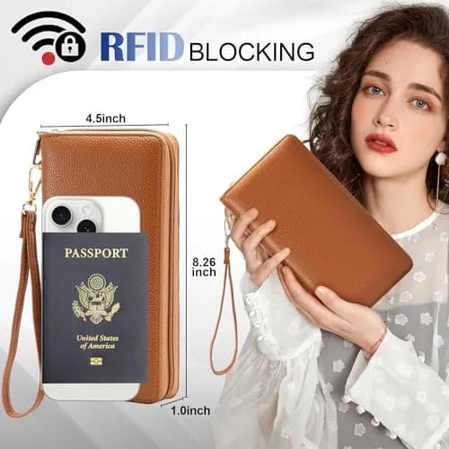 Chelmon Vegan Leather Clutch Wallet with Zip & RFID, 8.19"×4.49" | Large Capacity & Secure (en_US) thumbnail 2