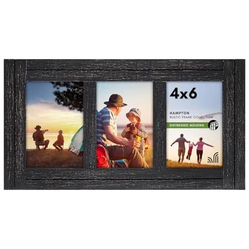 Americanflat 4x6 Collage Picture Frame - Distressed Wood - Black | Rustic Charm for Photos thumbnail 1