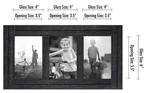 Americanflat 4x6 Collage Picture Frame - Distressed Wood - Black | Rustic Charm for Photos thumbnail 2