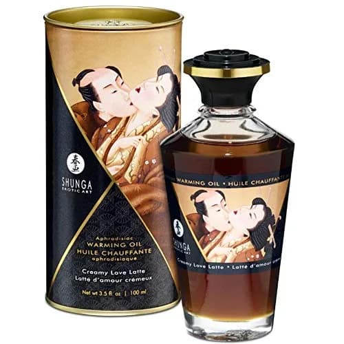 Shunga Warming Massage Oil, Latte, 3.5 Fl Oz | Edible, Breath-Activated Warming Oil for Erogenous Zones thumbnail 1
