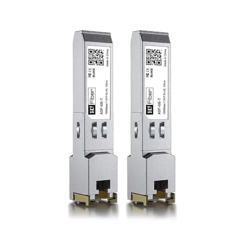 H!Fiber.com 1.25G SFP to RJ45 Module 100m (2-Pack) | Copper Ethernet Transceiver for Cisco, Ubiquiti, Mikrotik thumbnail 1