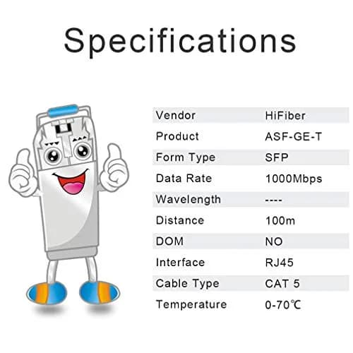 H!Fiber.com 1.25G SFP to RJ45 Module 100m (2-Pack) | Copper Ethernet Transceiver for Cisco, Ubiquiti, Mikrotik thumbnail 7