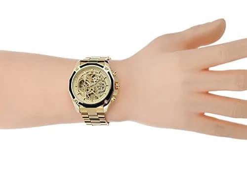 FORSINING Men's Self-Winding Skeleton Analogue Watch with Stainless Steel Bracelet | 42.8mm Gold Tone thumbnail 7