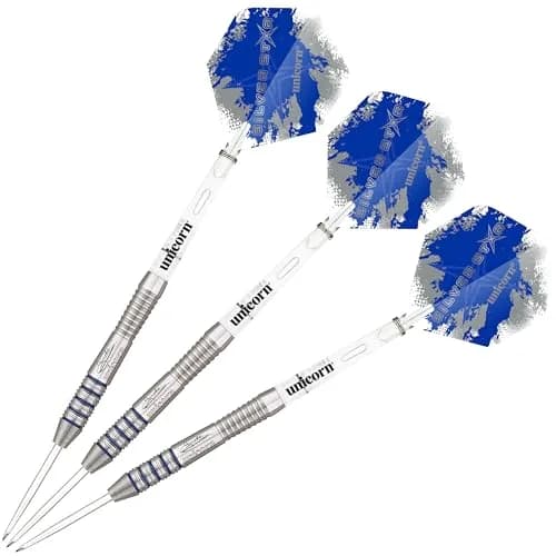 Unicorn Silver Star Gary Anderson Darts 23 g | Natural Tungsten, Textured Grip, Silver/Blue thumbnail 3