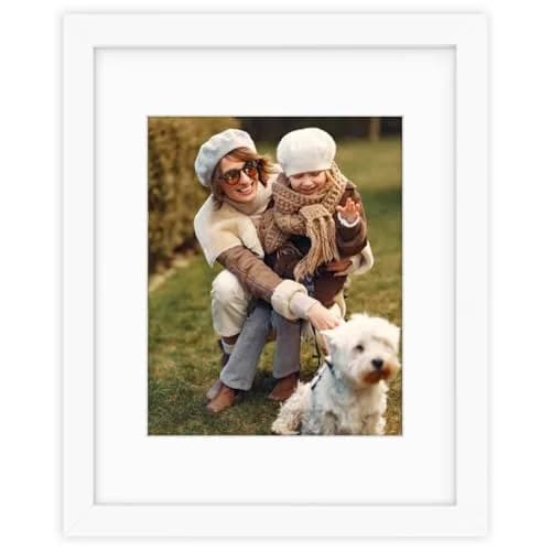 Golden State Art 11x14 White Picture Frame with Mat, Solid Wood & Real Glass, 8x10 thumbnail 1