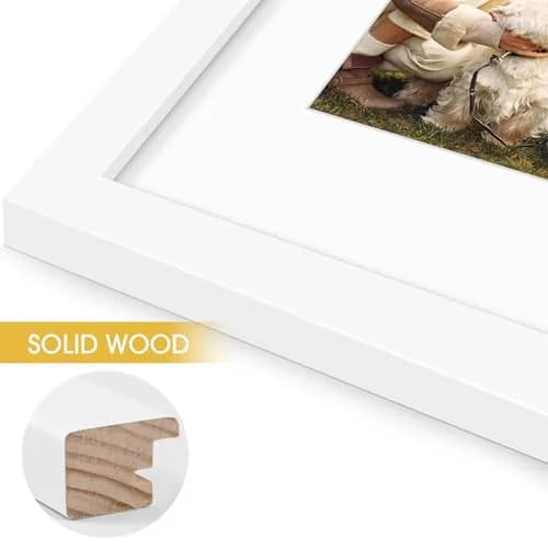 Golden State Art 11x14 White Picture Frame with Mat, Solid Wood & Real Glass, 8x10 thumbnail 5
