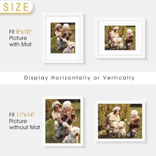 Golden State Art 11x14 White Picture Frame with Mat, Solid Wood & Real Glass, 8x10 thumbnail 3