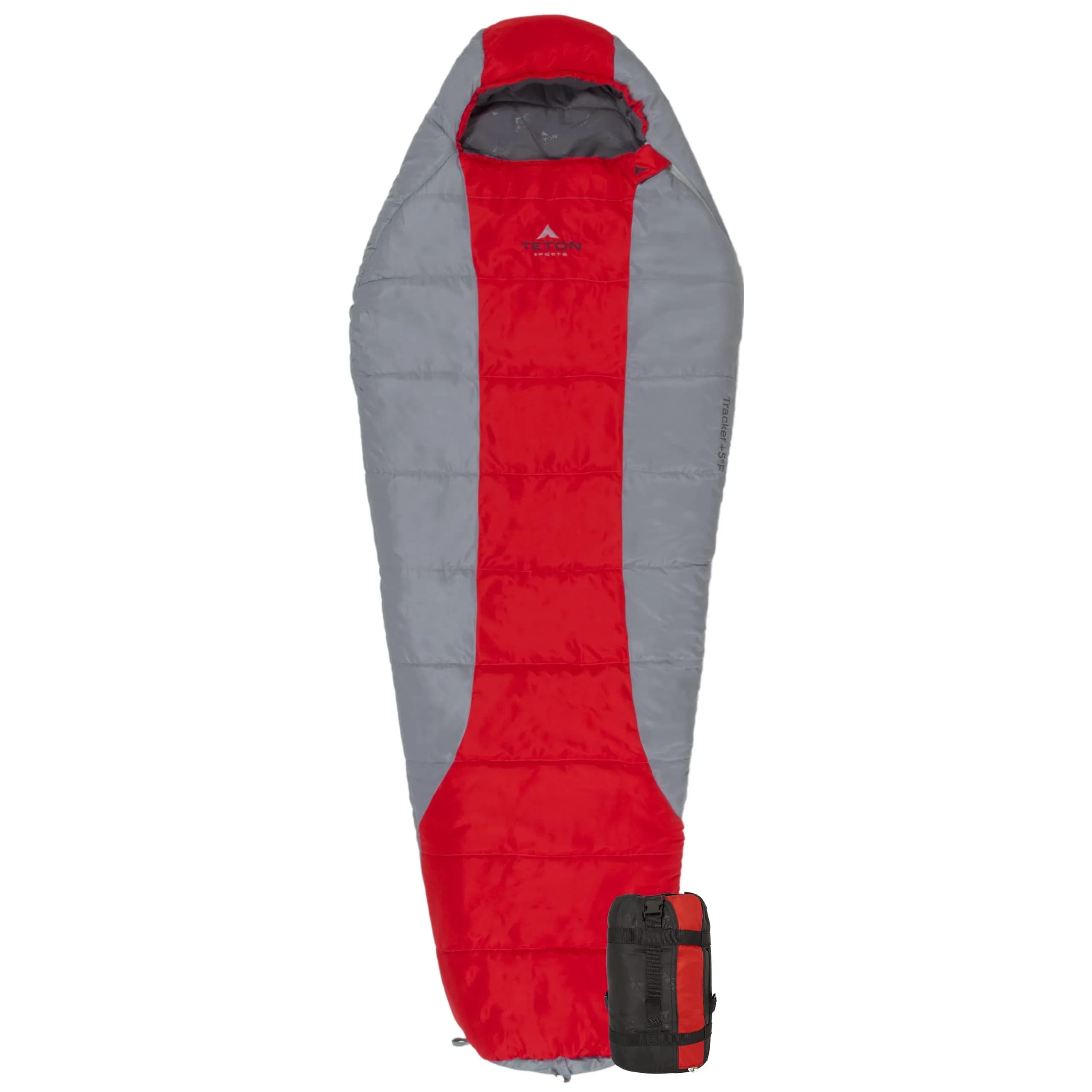 TETON Sports Tracker 5 Degree Sleeping Bag | Lightweight, Warm Mummy Design for Camping & Backpacking — Red