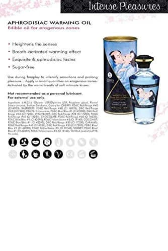 Shunga Warming Massage Oil, Raspberry | Edible, Sensual, 3.5 Fl Oz | Supports Relaxation & Touch thumbnail 4