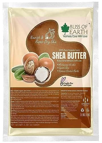 BLISS OF EARTH Organic Raw Shea Butter 100g (3.53oz) | Deeply Moisturizing for Skin & Hair thumbnail 1