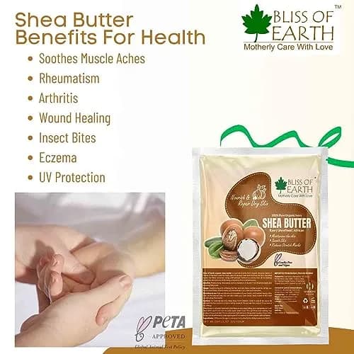 BLISS OF EARTH Organic Raw Shea Butter 100g (3.53oz) | Deeply Moisturizing for Skin & Hair thumbnail 2