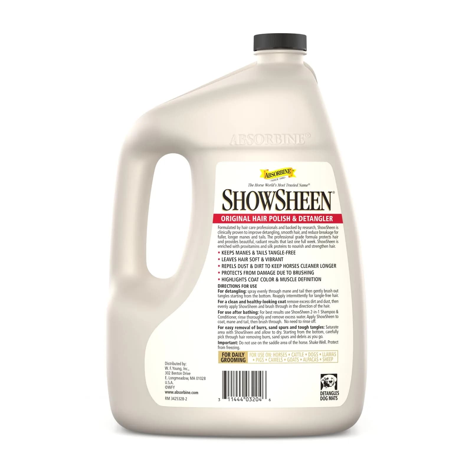 Absorbine ShowSheen 128 fl oz Refill Jug - Hair Polish & Detangler for Horses & Dogs - view 2