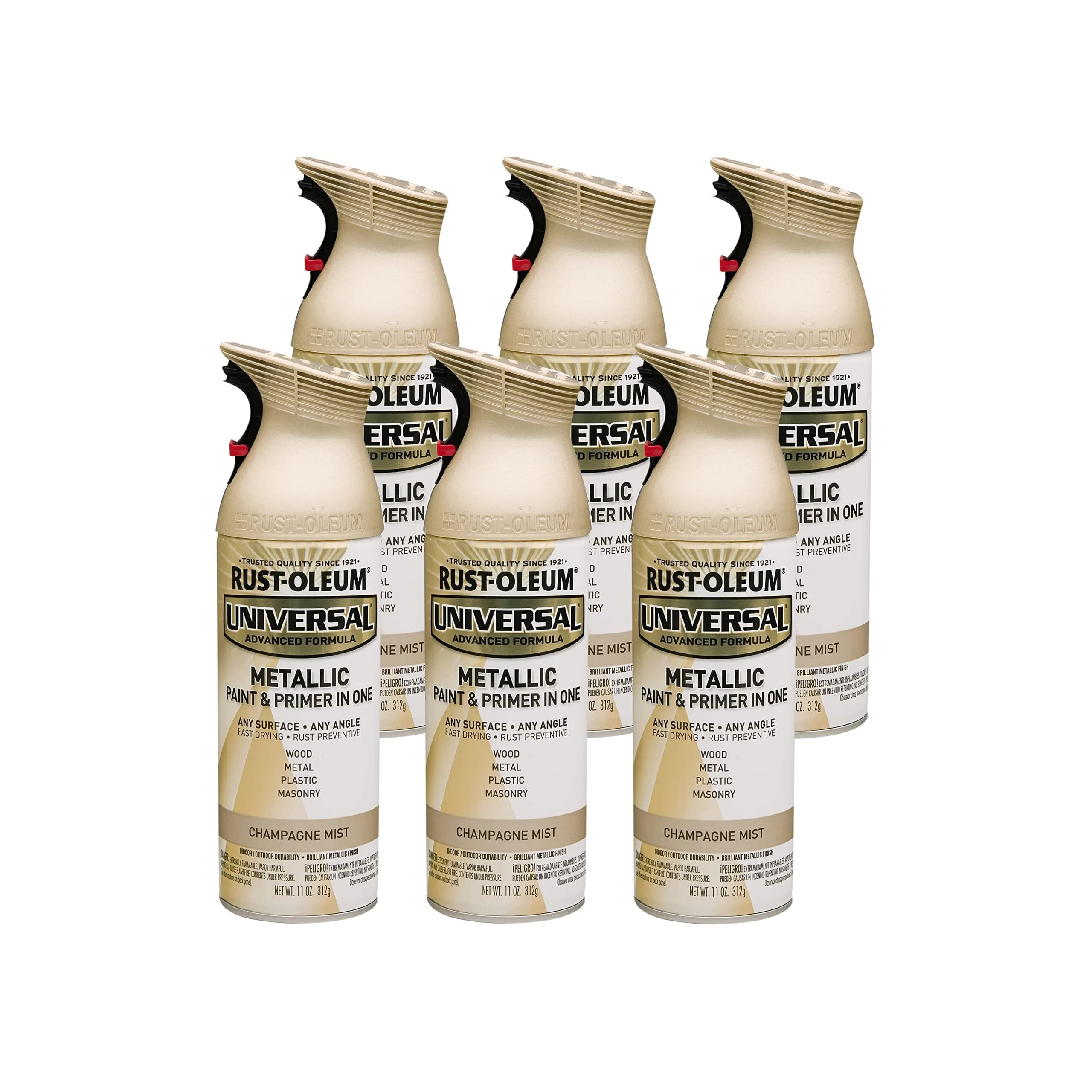 Rust-Oleum Universal All Surface Champagne Mist Metallic Spray Paint, 11 oz (Pack of 6) - main product image