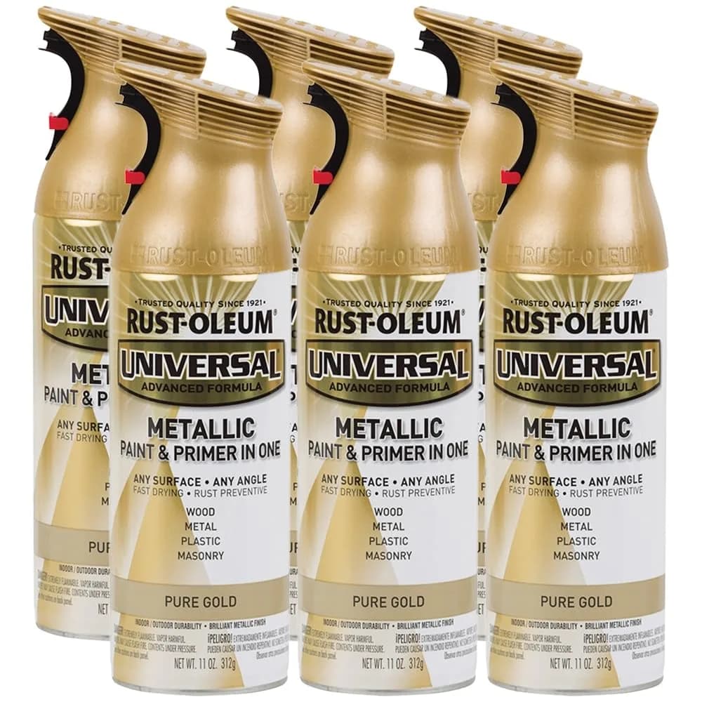 Rust-Oleum Pure Gold Metallic All Surface Spray Paint, 11 oz (Pack of 6) - main product image