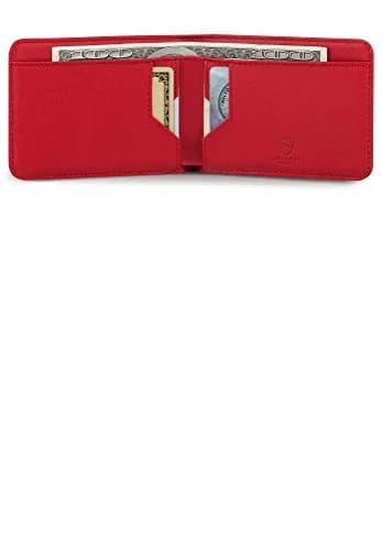 Vaultskin Manhattan Slim Leather Bifold RFID Wallet for Men (Red) | Premium Italian Leather, RFID-Blocking Security thumbnail 5