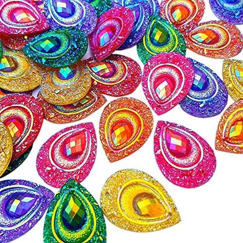 succi shan Sew On Crafts Rhinestones 18x25mm | AB Drop Beads for Costume & Wedding thumbnail 1
