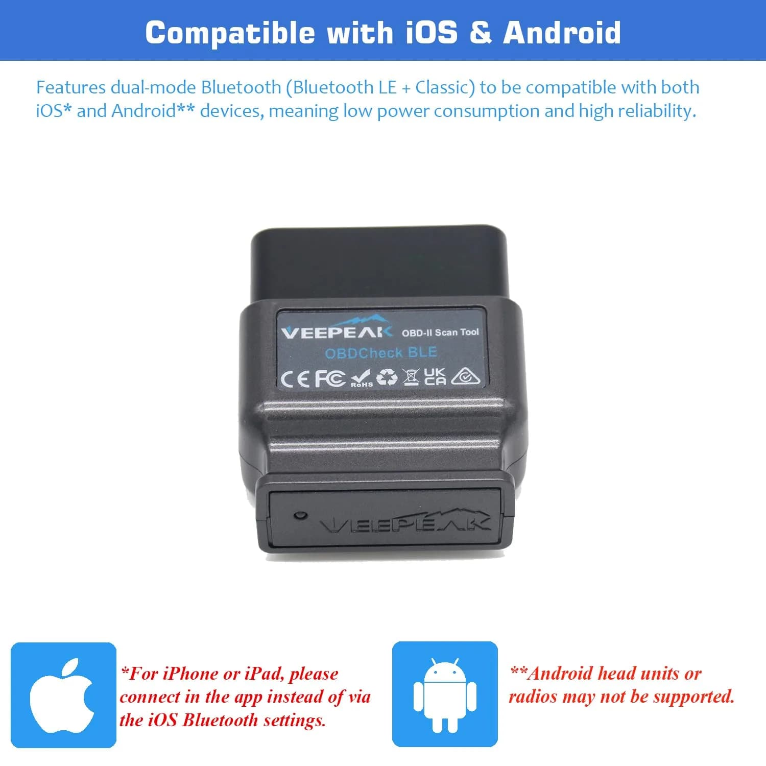 Veepeak OBDCheck BLE Bluetooth OBD II Scanner for iOS & Android | Car Wireless Check Engine Light Code Reader Diagnostic Tool - view 4