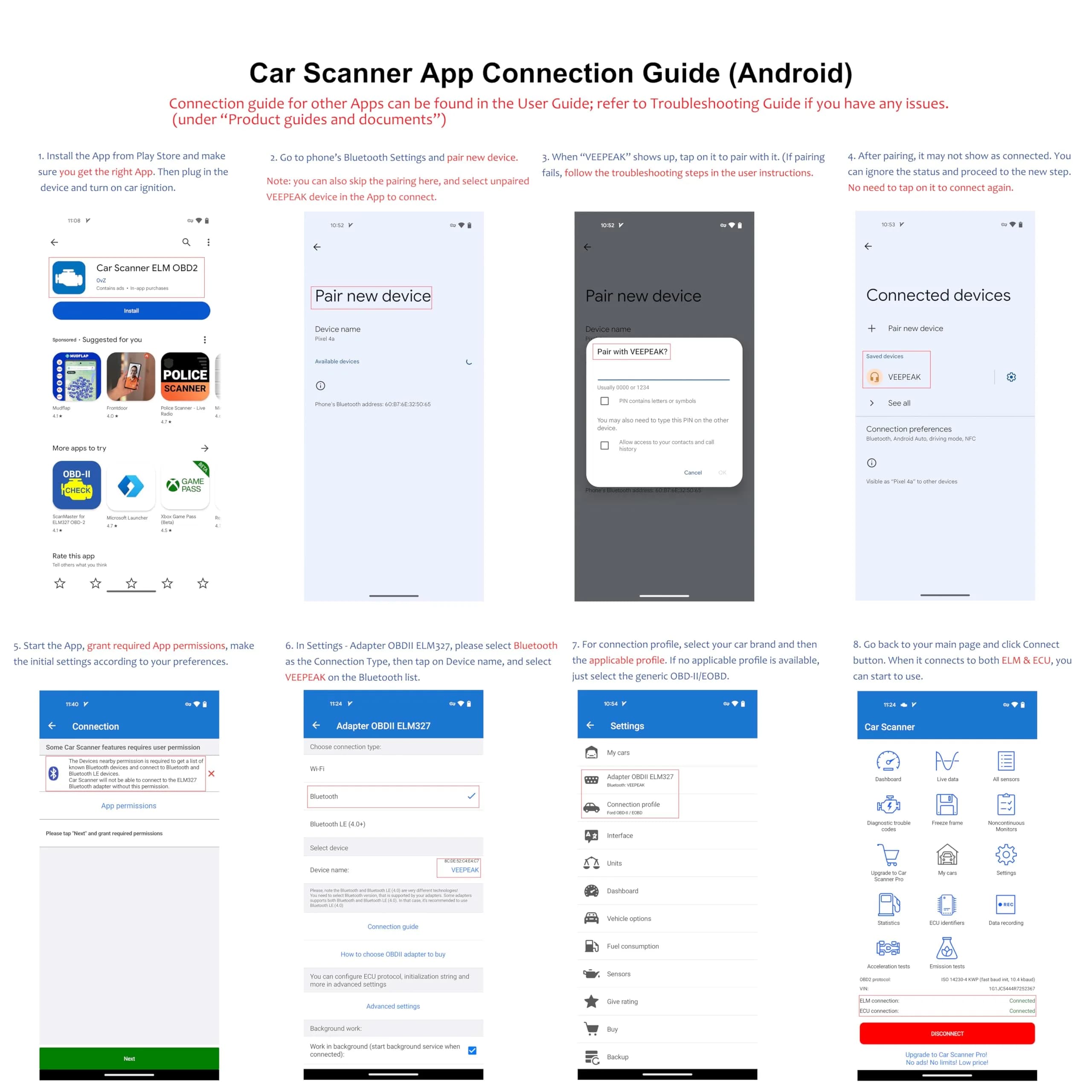 Veepeak OBDCheck BLE Bluetooth OBD II Scanner for iOS & Android | Car Wireless Check Engine Light Code Reader Diagnostic Tool - view 7