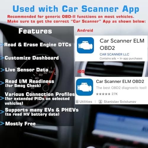 Veepeak OBDCheck BLE Bluetooth OBD II Scanner for iOS & Android | Car Wireless Check Engine Light Code Reader Diagnostic Tool thumbnail 2