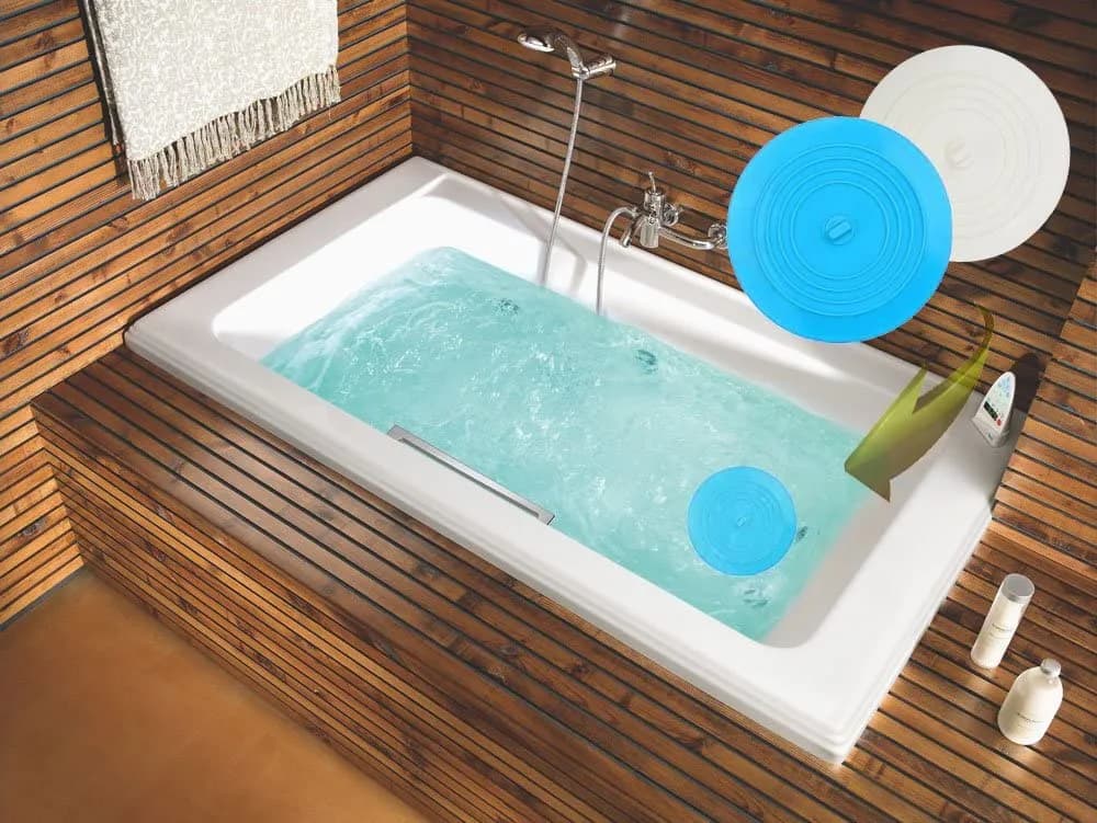 V-TOP 6" White & Blue Transparent Silicone Tub Stopper 2 Pack | Universal Fit for Kitchen, Bath, Laundry - view 4