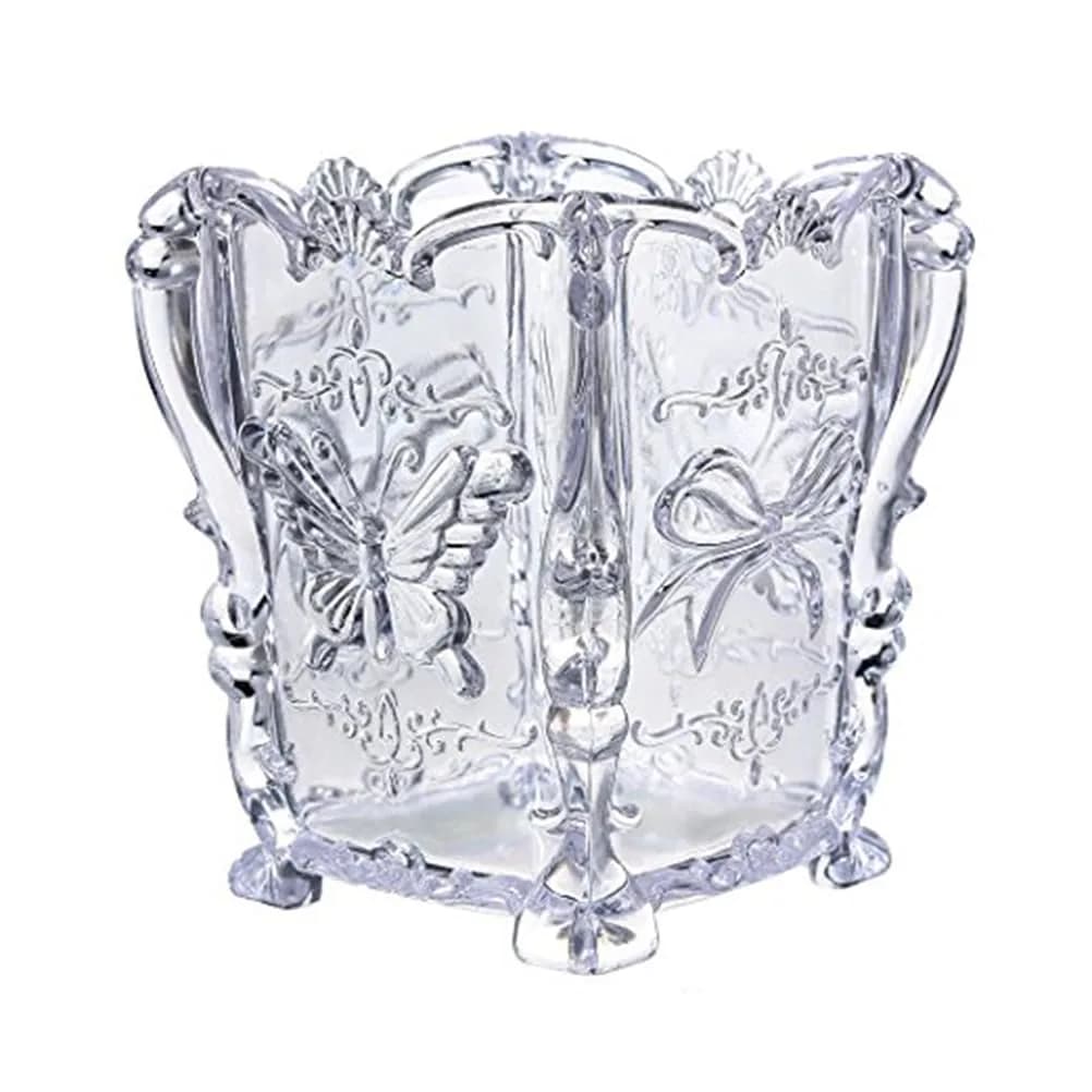 FRCOLOR Acrylic Makeup Brush Holder with Butterfly Carving | 11cm x 9cm x 9cm (4.3" x 3.6" x 3.6") — 1