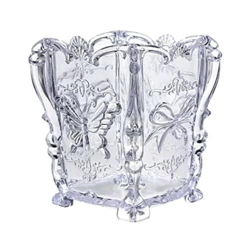 FRCOLOR Acrylic Makeup Brush Holder with Butterfly Carving | 11cm x 9cm x 9cm (4.3" x 3.6" x 3.6") thumbnail 1