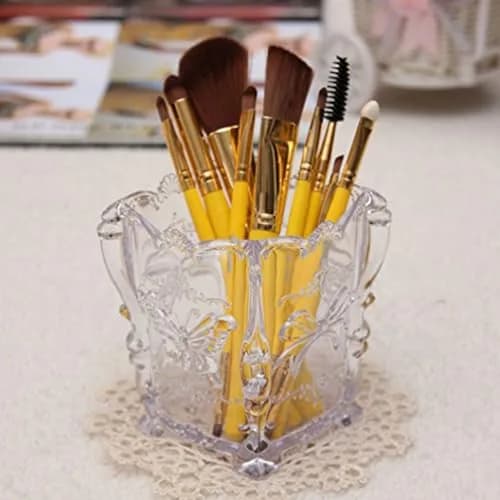 FRCOLOR Acrylic Makeup Brush Holder with Butterfly Carving | 11cm x 9cm x 9cm (4.3" x 3.6" x 3.6") thumbnail 2