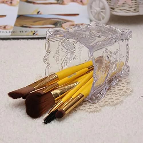 FRCOLOR Acrylic Makeup Brush Holder with Butterfly Carving | 11cm x 9cm x 9cm (4.3" x 3.6" x 3.6") thumbnail 3