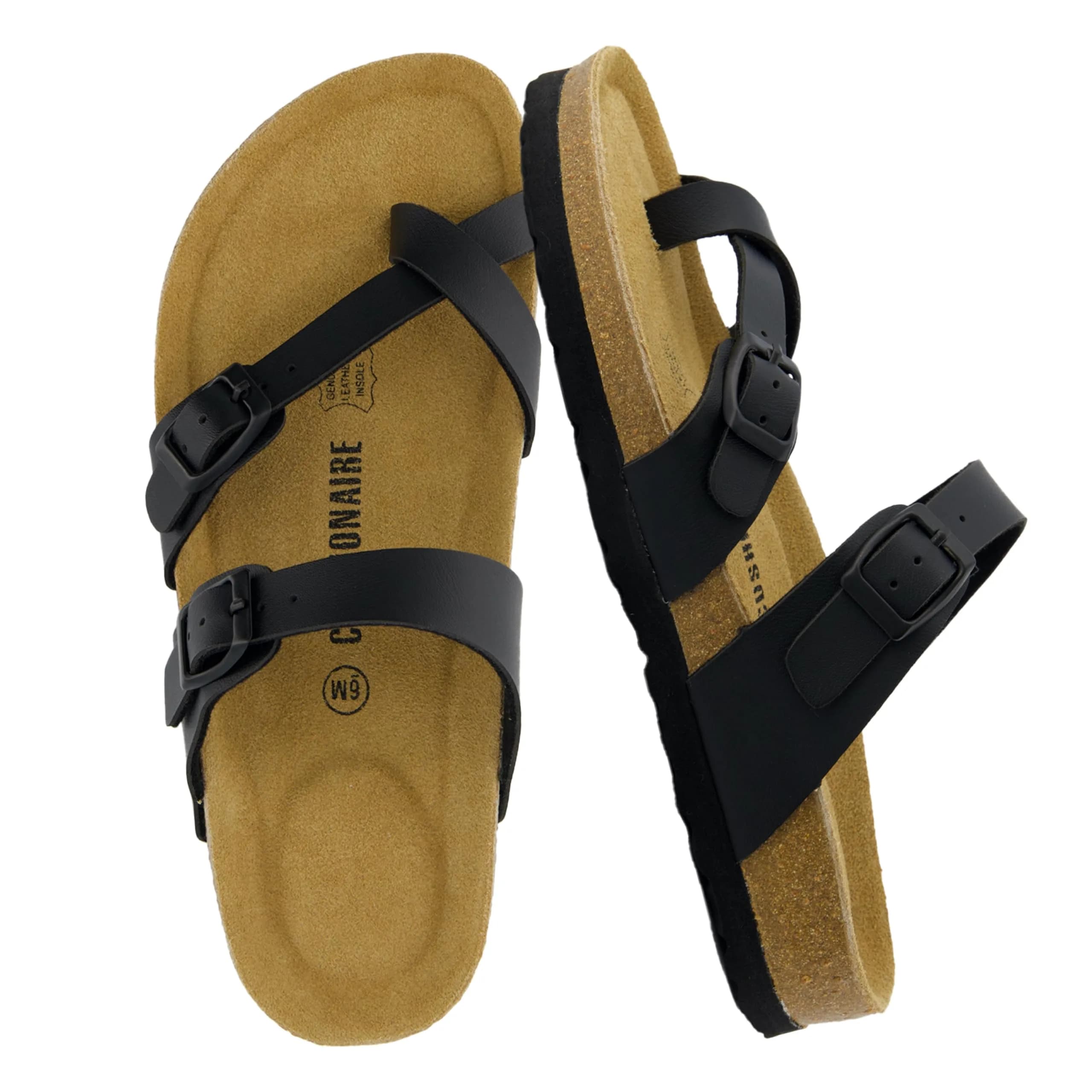 CUSHIONAIRE Luna Cork Footbed Sandals for Women with Crossover Straps | Supportive & Stylish for Indian Summers