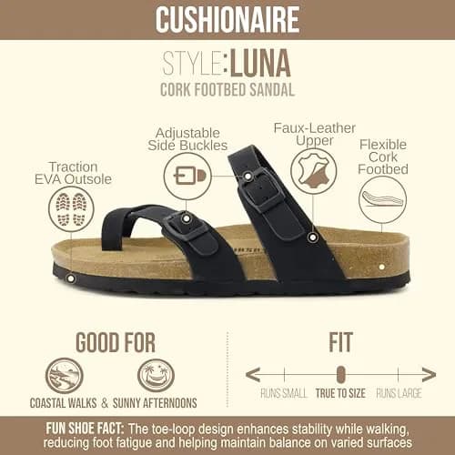 CUSHIONAIRE Luna Cork Footbed Sandals for Women with Crossover Straps | Supportive & Stylish for Indian Summers thumbnail 4