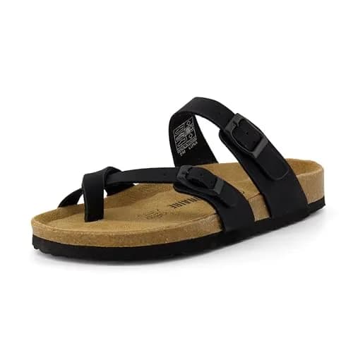 CUSHIONAIRE Luna Cork Footbed Sandals for Women with Crossover Straps | Supportive & Stylish for Indian Summers thumbnail 9