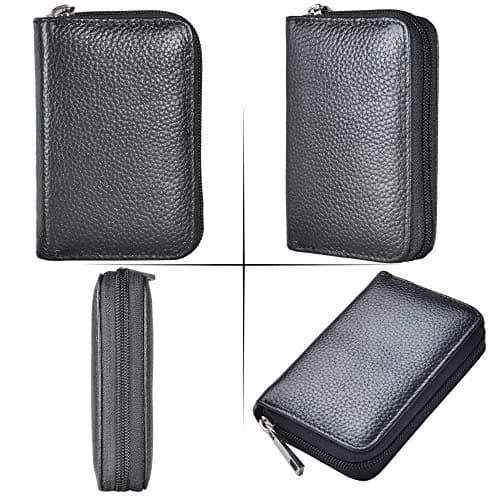Easyoulife Genuine Leather Credit Card Holder Zipper Wallet 26 Card Slots | RFID Protected & Compact thumbnail 6