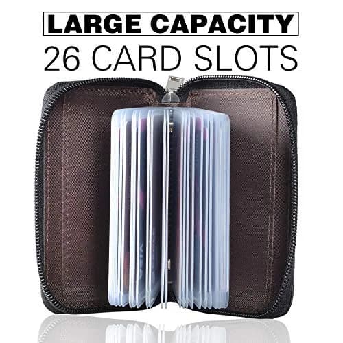 Easyoulife Genuine Leather Credit Card Holder Zipper Wallet 26 Card Slots | RFID Protected & Compact thumbnail 3