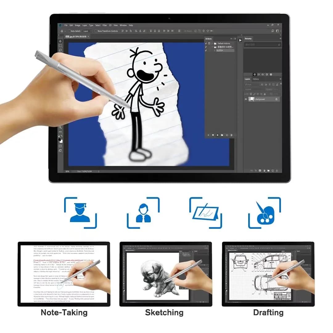 tesha Surface Pen with Eraser & Right-Click, 1024 Pressure, 4.9-inch (12.4 cm) Length | Compatible with Microsoft MPP Devices - view 3