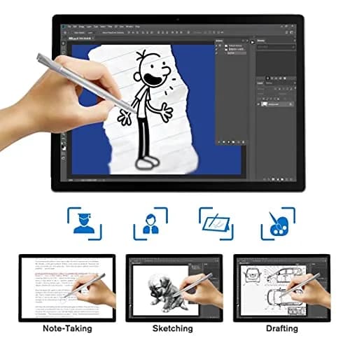 tesha Surface Pen with Eraser & Right-Click, 1024 Pressure, 4.9-inch (12.4 cm) Length | Compatible with Microsoft MPP Devices thumbnail 3