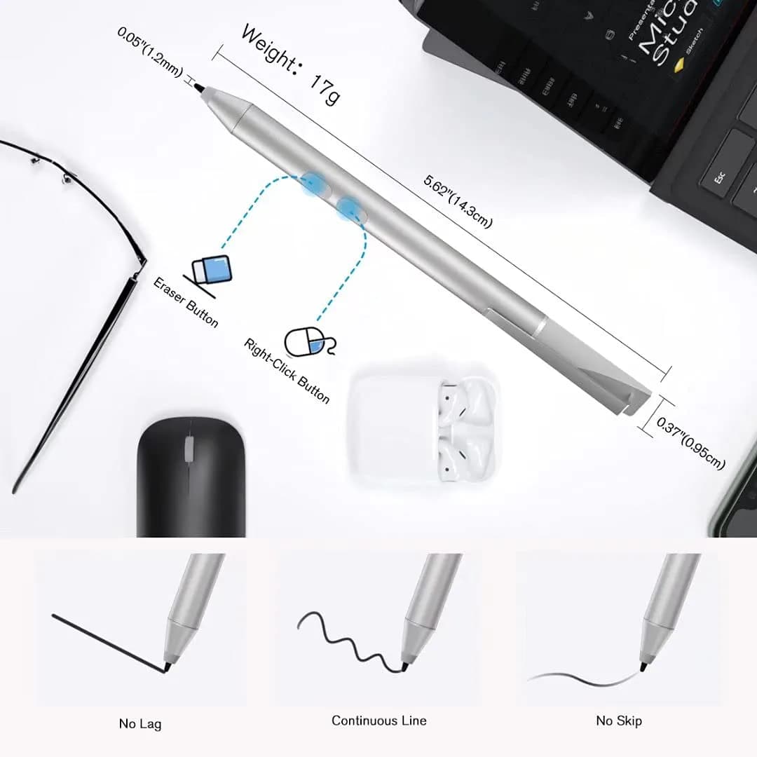 tesha Surface Pen with Eraser & Right-Click, 1024 Pressure, 4.9-inch (12.4 cm) Length | Compatible with Microsoft MPP Devices - view 4