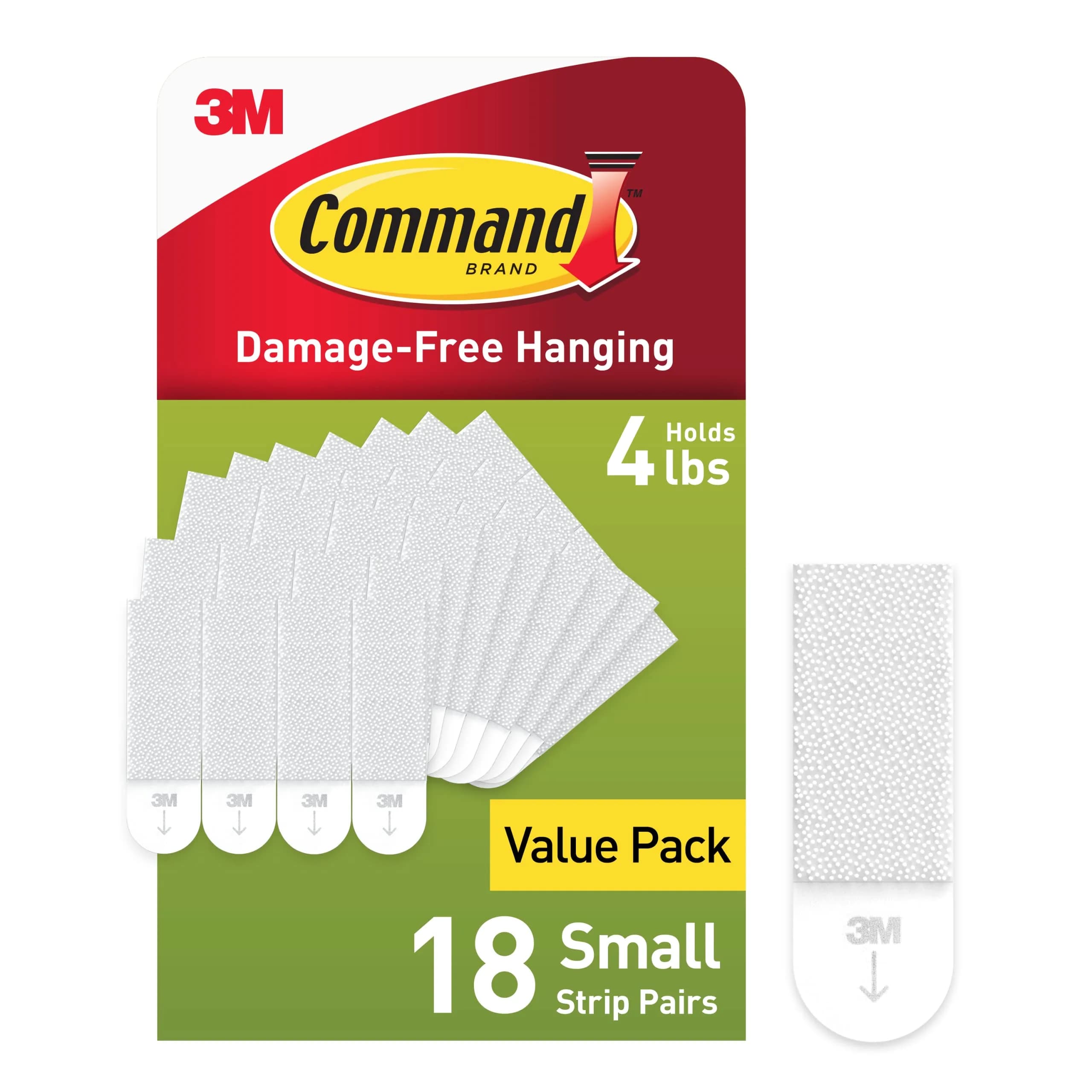 Command Small Picture Hanging Strips 36 Strips (18 Pairs) | Holds 4 lb Frames, Damage-Free Wall Hanging — 18 Pairs
