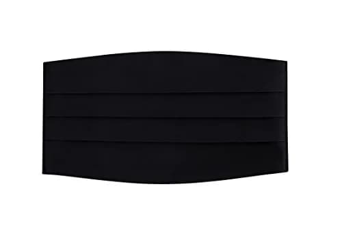 S.H. Churchill & Co. Men's Adjustable 4-Pleat Satin Cummerbund Black | Fits Waists Up to 48 Inches thumbnail 1