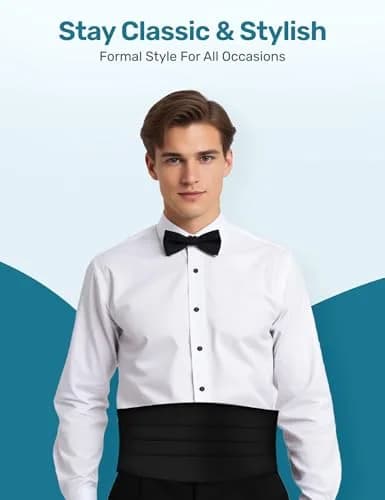 S.H. Churchill & Co. Men's Adjustable 4-Pleat Satin Cummerbund Black | Fits Waists Up to 48 Inches thumbnail 2