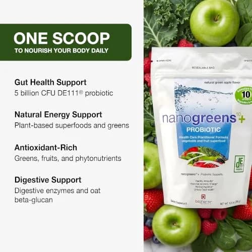 Biopharma Scientific NanoGreens + Probiotic Greens Powder (Strawberry) | Plant-Based Superfood with 5 Billion CFU & 30 Servings thumbnail 5