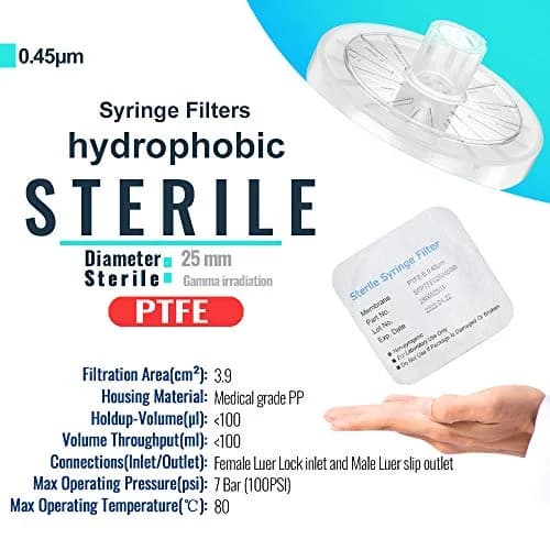 Biomed Scientific Sterile PTFE Syringe Filters 25mm Diameter 0.45 µm Pore Size | 10/Pack thumbnail 4