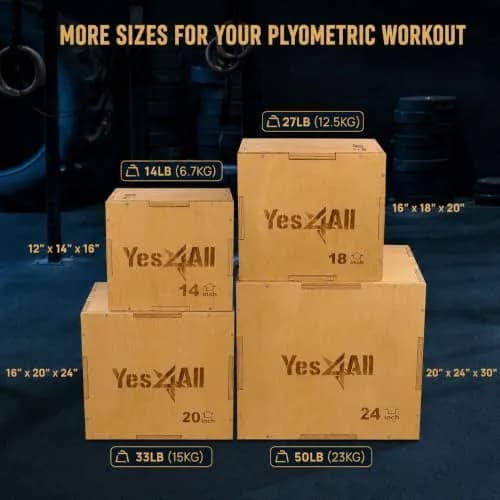 Yes4All 3-in-1 Wooden Plyo Box 16x20x24 inches | 450 lbs Capacity for Home Gym Workouts thumbnail 4