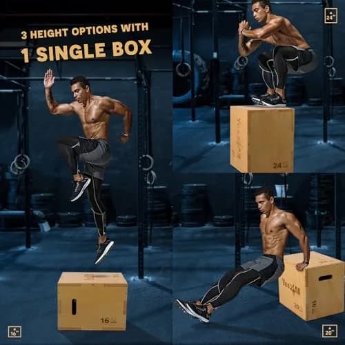 Yes4All 3-in-1 Wooden Plyo Box 16x20x24 inches | 450 lbs Capacity for Home Gym Workouts thumbnail 2