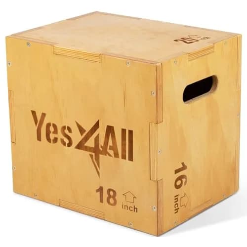Yes4All 3-in-1 Wooden Plyo Box 450 lbs Capacity | 12, 14, 16 Inch Heights | Smooth Edges & Built-in Handles thumbnail 1
