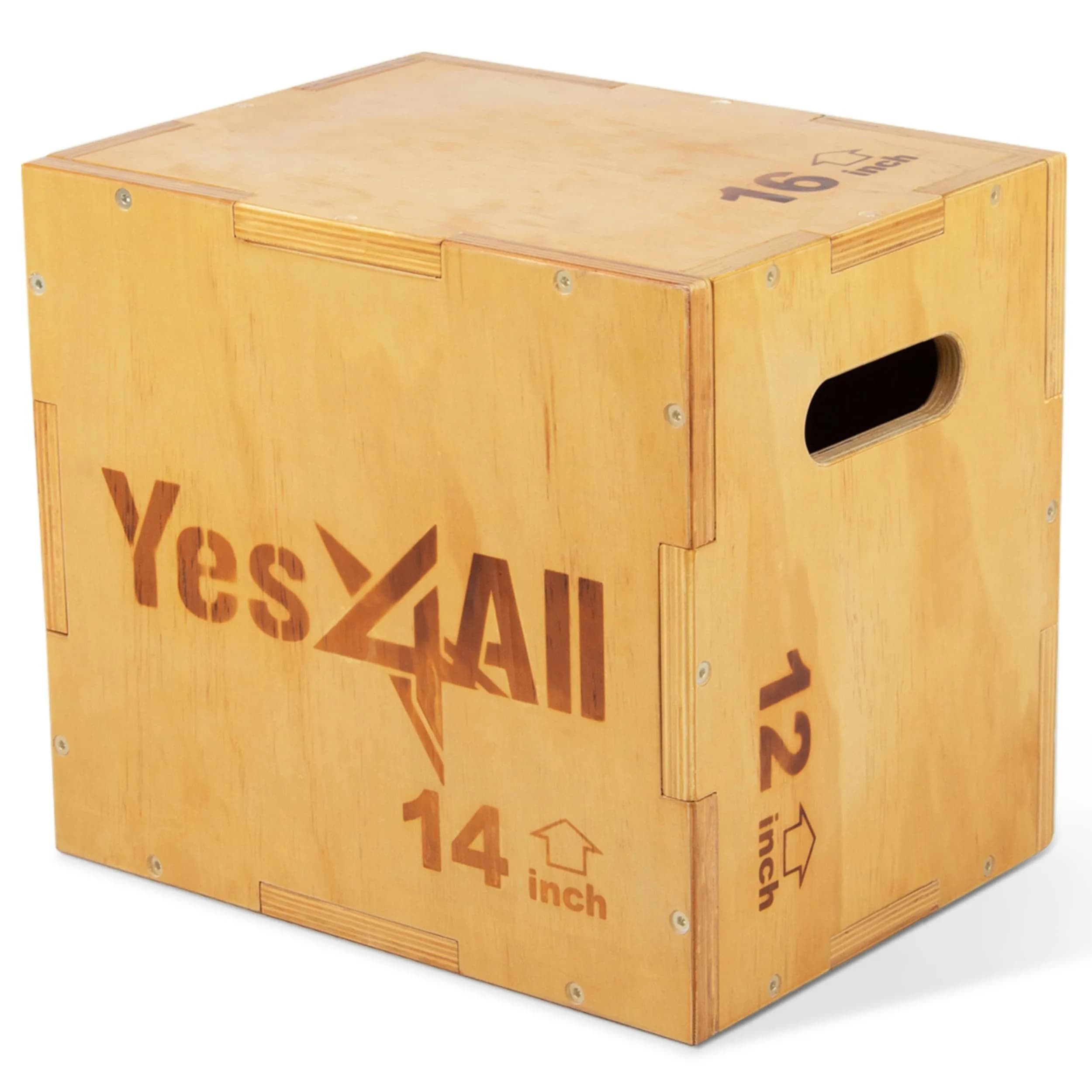 Yes4All 3-in-1 Wooden Plyo Box 16"x14"x12" | 450 lbs Capacity for Home Gym Strength Training - main product image